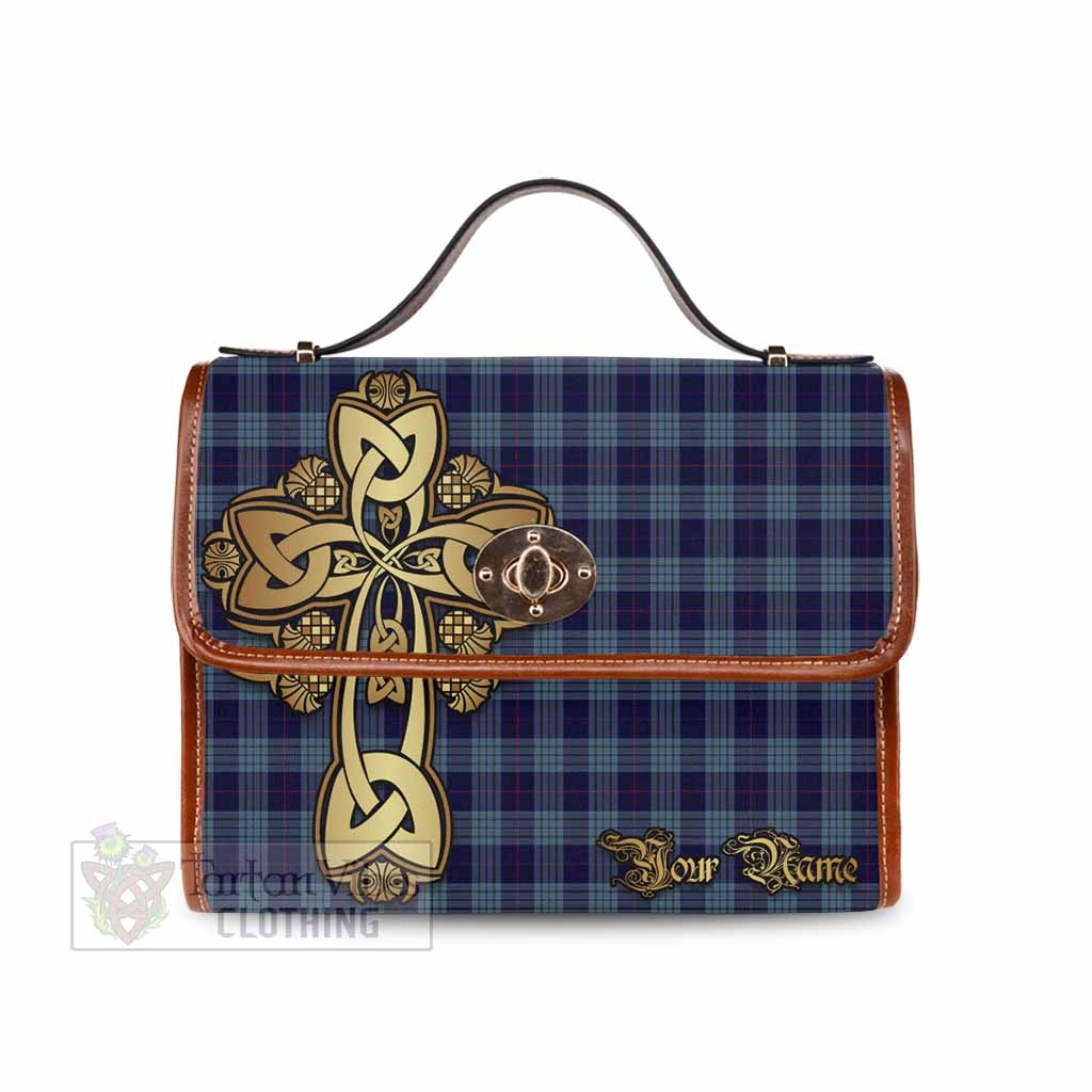 Tartan Vibes Clothing Roberts of Wales Tartan Waterproof Canvas Bag Golden Thistle Celtic Cross Style