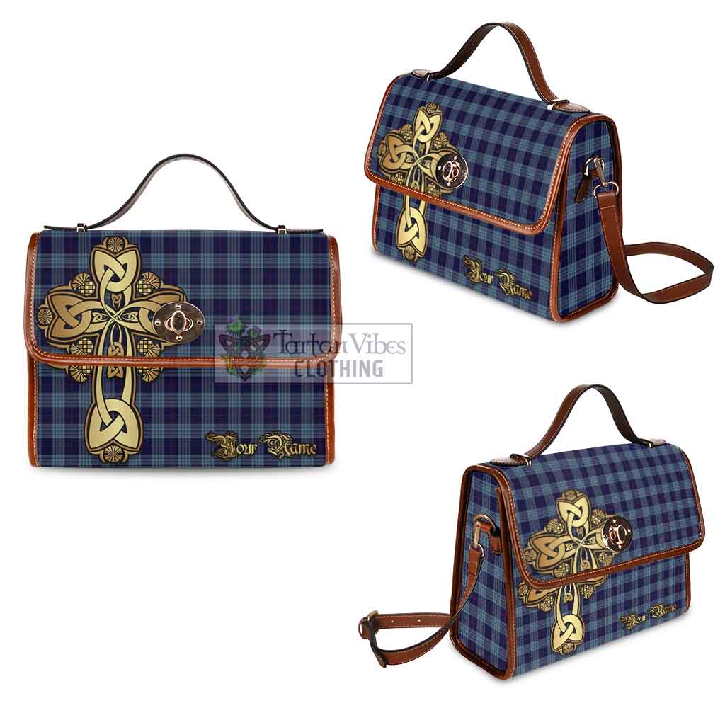 Tartan Vibes Clothing Roberts of Wales Tartan Waterproof Canvas Bag Golden Thistle Celtic Cross Style