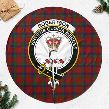 Robertson Tartan Christmas Tree Skirt with Family Crest