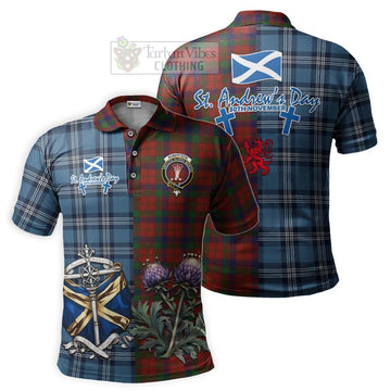 Robertson Tartan Polo Shirt Happy St. Andrew's Day Half Tartan Style Kid - Tartan Vibes Clothing