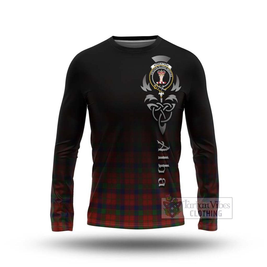 Robertson Tartan Long Sleeve T-Shirt Featuring Alba Gu Brath Family Crest Celtic Inspired Unisex - Tartan Vibes Clothing