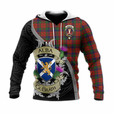 Robertson Tartan Family Crest Knitted Hoodie Lion Rampant Royal Thistle Shield Celtic Inspired Unisex Knitted Pullover Hoodie - Tartan Vibes Clothing