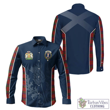 Robertson Tartan Long Sleeve Button Up Shirt with Family Crest and Scottish Thistle Vibes Sport Style