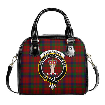 Robertson Tartan Shoulder Handbags with Family Crest