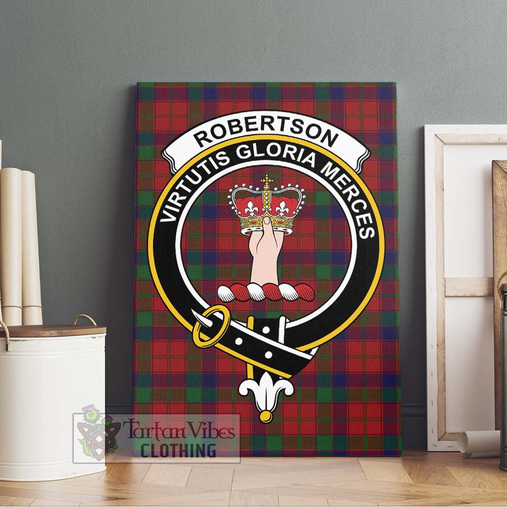 Robertson Tartan Canvas Print Wall Art with Family Crest Without Frame - Tartan Vibes Clothing