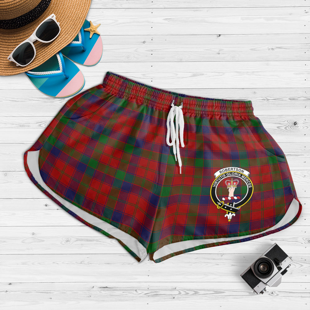 Robertson Tartan Womens Shorts with Family Crest 4XL - Tartan Vibes Clothing
