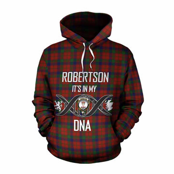 Robertson Tartan Cotton Hoodie with Family Crest DNA In Me Style