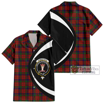 Robertson Tartan Short Sleeve Button Up with Family Crest Circle Style