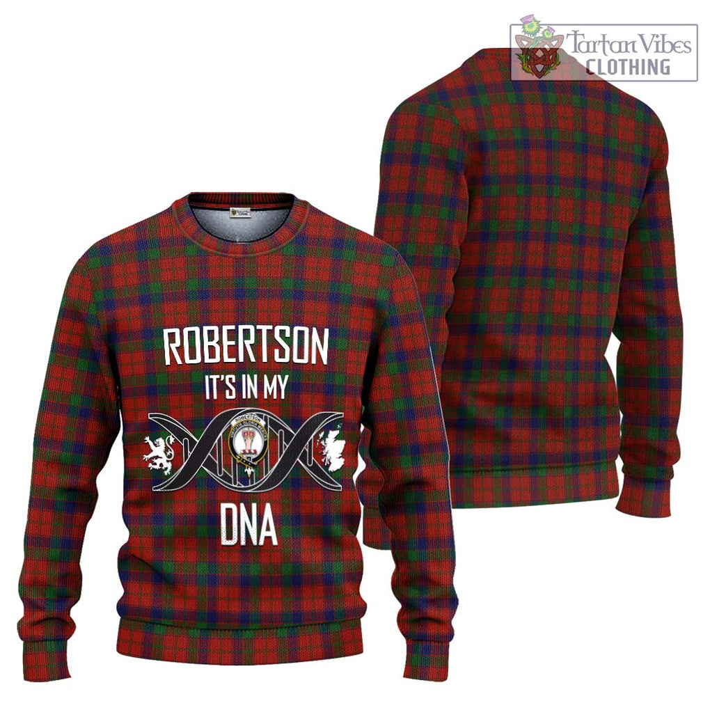 Robertson Tartan Knitted Sweater with Family Crest DNA In Me Style Unisex - Tartanvibesclothing Shop