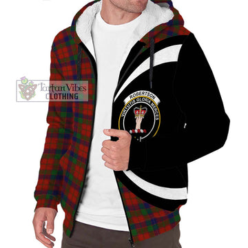 Robertson Tartan Sherpa Hoodie with Family Crest Circle Style