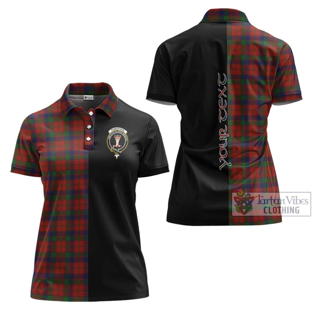 Robertson Tartan Women's Polo Shirt with Family Crest and Half Of Me Style Women - Tartanvibesclothing Shop