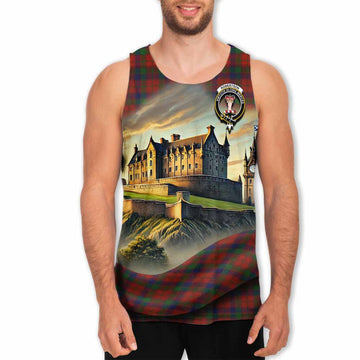 Robertson Tartan Family Crest Men's Tank Top with Scottish Ancient Castle Style