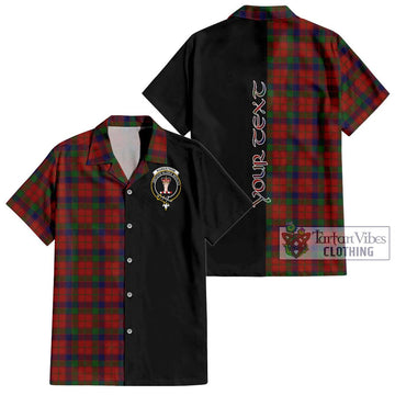 Robertson Tartan Short Sleeve Button Shirt with Family Crest and Half Of Me Style