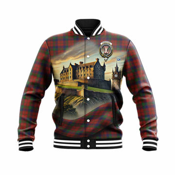Robertson Tartan Family Crest Baseball Jacket with Scottish Ancient Castle Style Unisex - Tartan Vibes Clothing