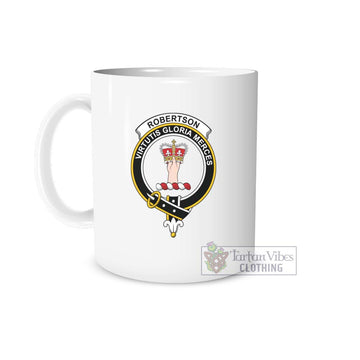 Robertson Family Crest Ceramic Mug White - 2D-tartanvibesclothing