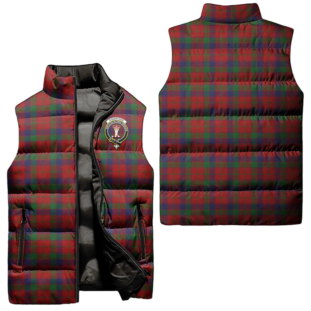 Robertson Tartan Sleeveless Puffer Jacket with Family Crest Unisex - Tartanvibesclothing