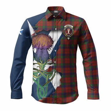Robertson Tartan Family Crest Long Sleeve Button Shirt Scottish Thistle Celtic Inspired Men's Shirt S - Tartan Vibes Clothing