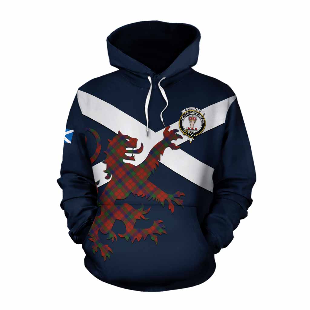 Tartan Vibes Clothing Robertson Tartan Lion Rampant Cotton Hoodie Proudly Display Your Heritage with Alba Gu Brath and Clan Name