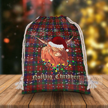 Robertson Tartan Christmas Santa's Bag with Twinkle Highland Cattle