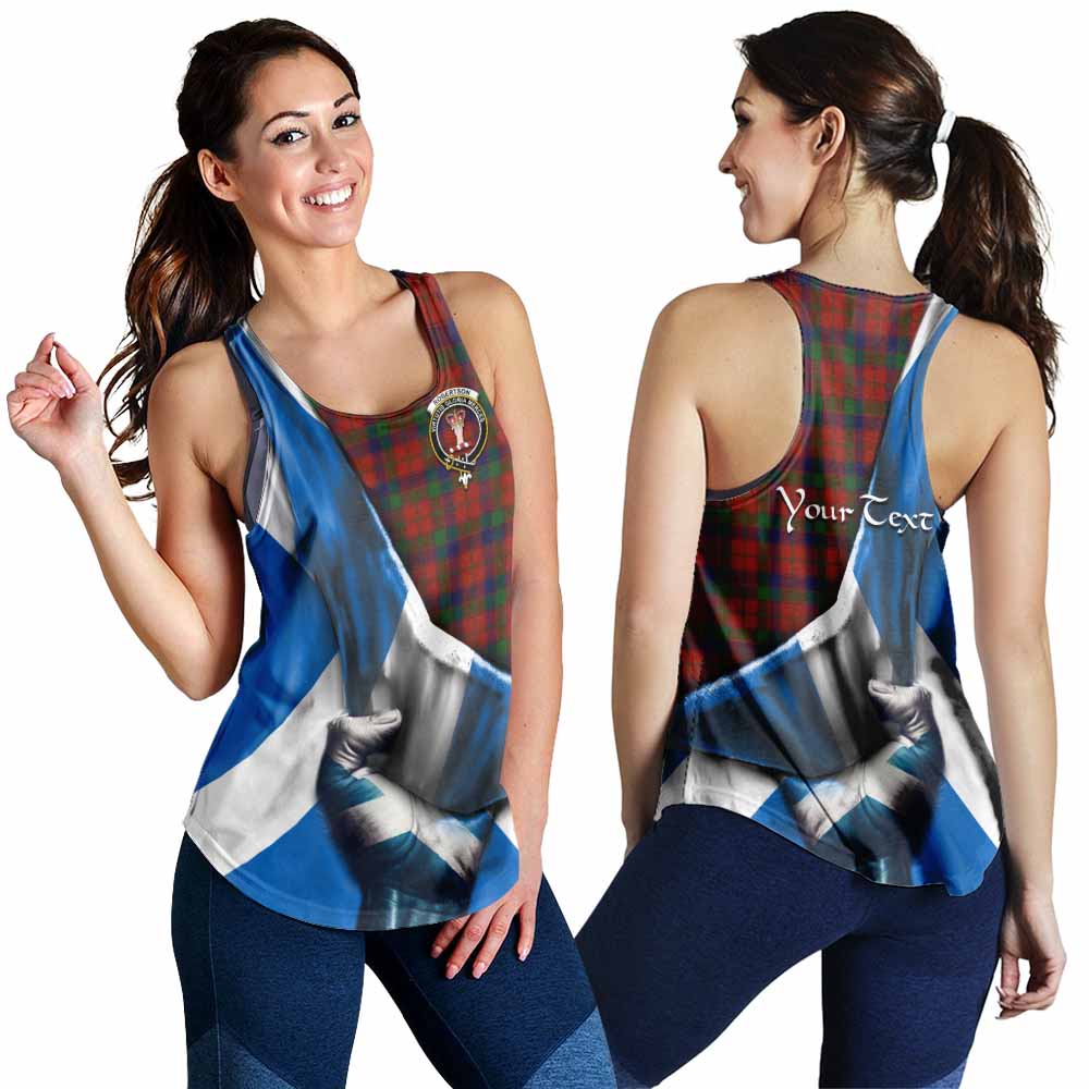 Tartan Vibes Clothing Robertson Tartan Women's Racerback Tanks with Family Crest Scotland Patriotic Style