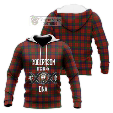 Robertson Tartan Knitted Hoodie with Family Crest DNA In Me Style