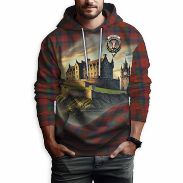 Robertson Tartan Family Crest Hoodie with Scottish Ancient Castle Style Pullover Hoodie - Tartan Vibes Clothing