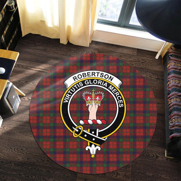 Robertson Tartan Round Rug with Family Crest