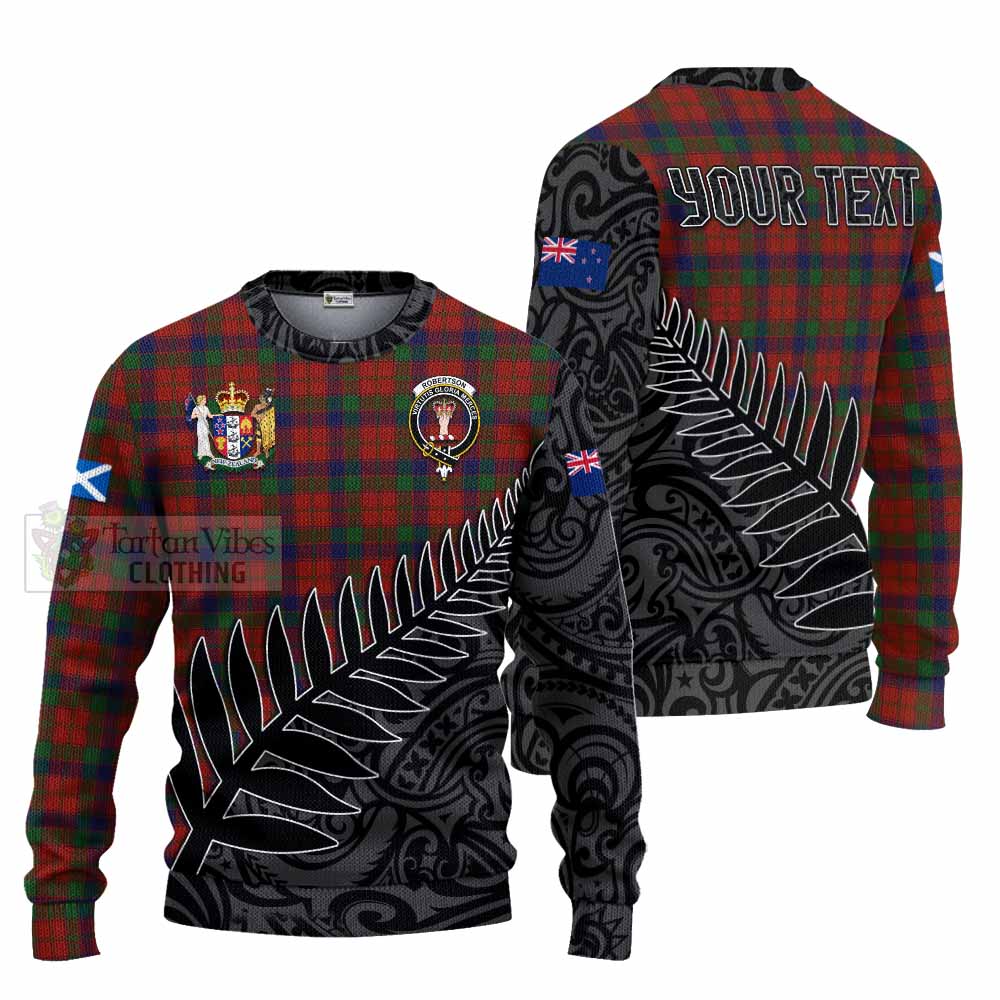 Robertson Crest Tartan Knitted Sweater with New Zealand Silver Fern Half Style Unisex - Tartan Vibes Clothing
