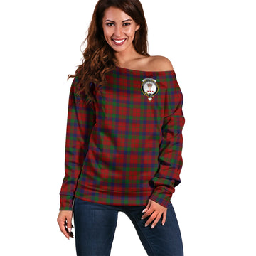 Robertson Tartan Off Shoulder Women Sweater with Family Crest