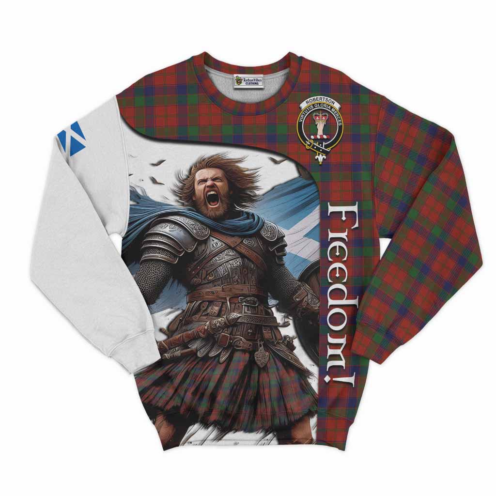 Tartan Vibes Clothing Robertson Crest Tartan Sweatshirt Inspired by the Freedom of Scottish Warrior