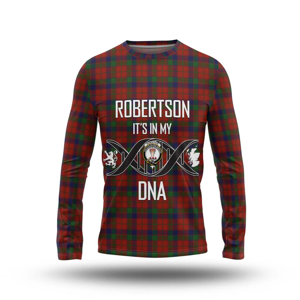 Robertson Tartan Long Sleeve T-Shirt with Family Crest DNA In Me Style Unisex - Tartanvibesclothing Shop