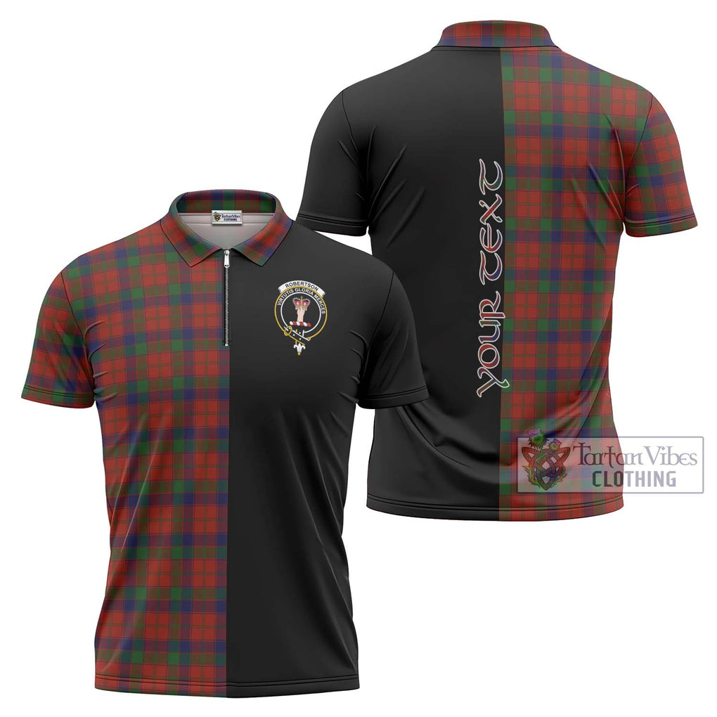 Robertson Tartan Zipper Polo Shirt with Family Crest and Half Of Me Style Unisex - Tartanvibesclothing Shop