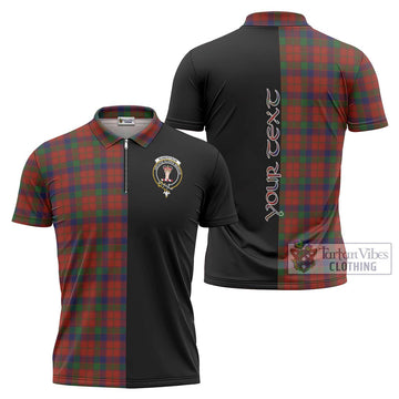 Robertson Tartan Zipper Polo Shirt with Family Crest and Half Of Me Style