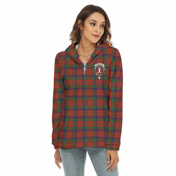 Robertson Tartan Women's Borg Fleece Hoodie with Half Zip with Family Crest Female - Tartan Vibes Clothing