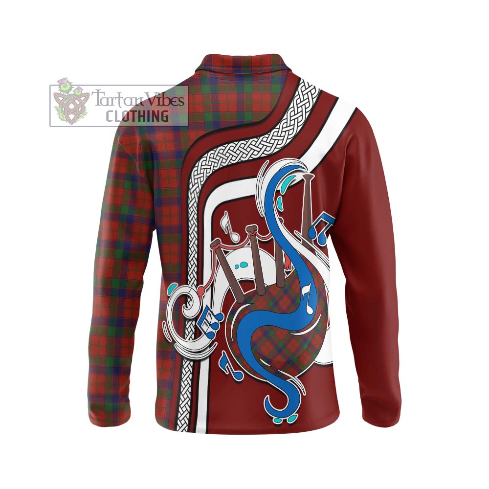 Tartan Vibes Clothing Robertson Tartan Long Sleeve Polo Shirt with Epic Bagpipe Style