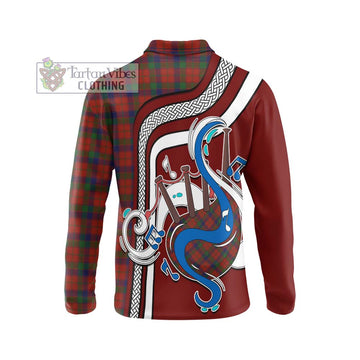 Robertson Tartan Long Sleeve Polo Shirt with Epic Bagpipe Style