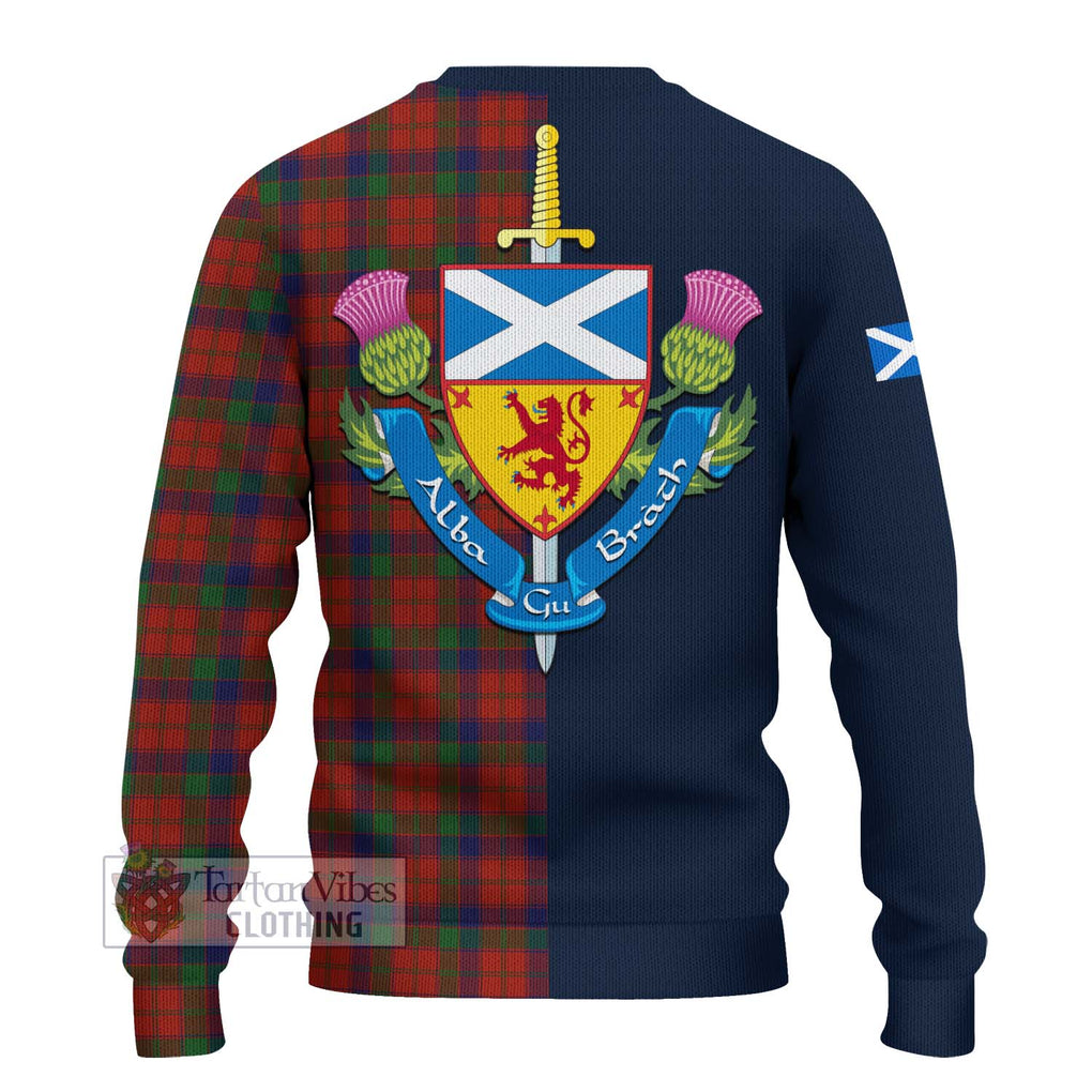 Tartan Vibes Clothing Robertson Tartan Knitted Sweater with Scottish Lion Royal Arm Half Style