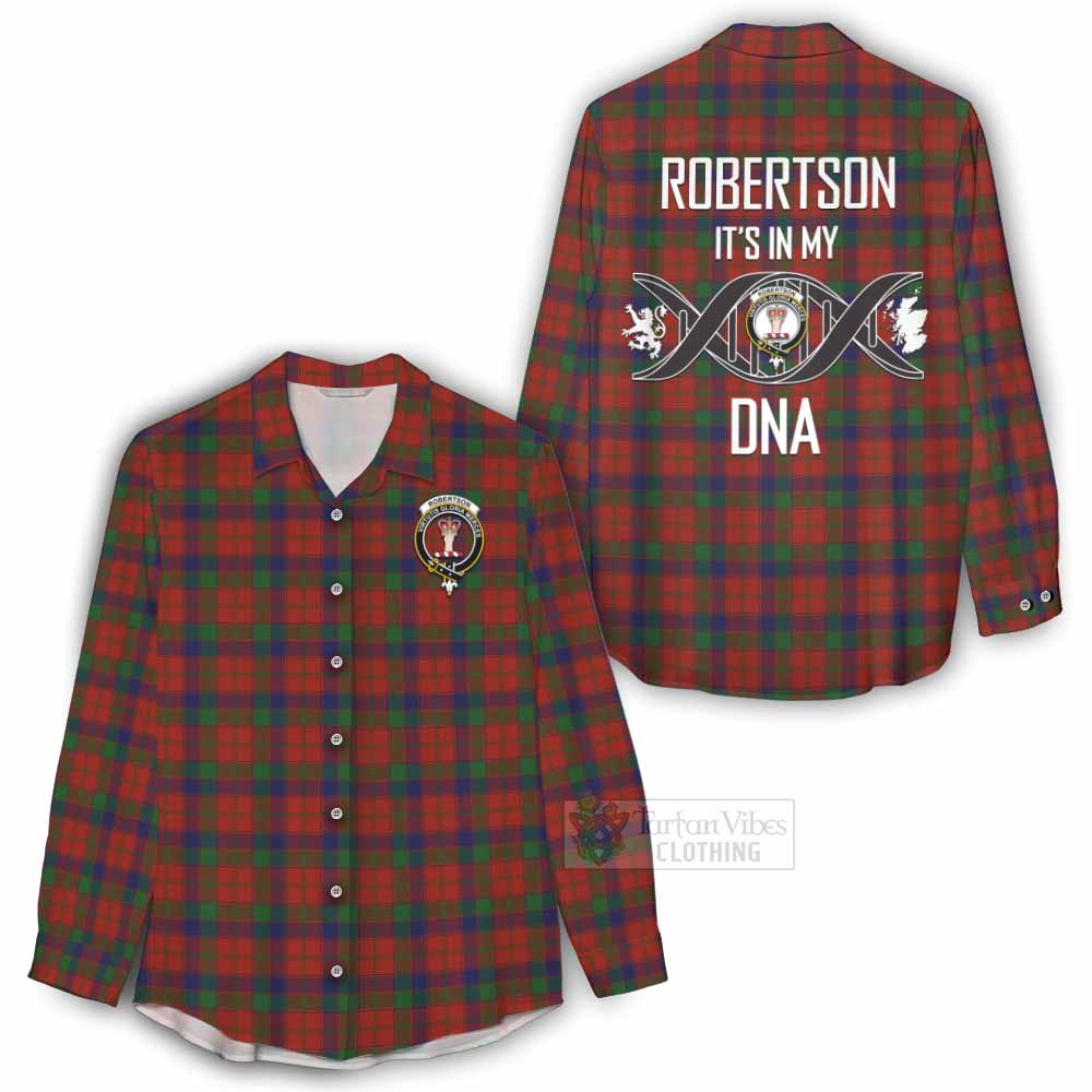 Tartan Vibes Clothing Robertson Tartan Women's Casual Shirt with Family Crest DNA In Me Style