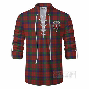 Robertson Tartan Ghillie Kilt Shirt with Family Crest DNA In Me Style