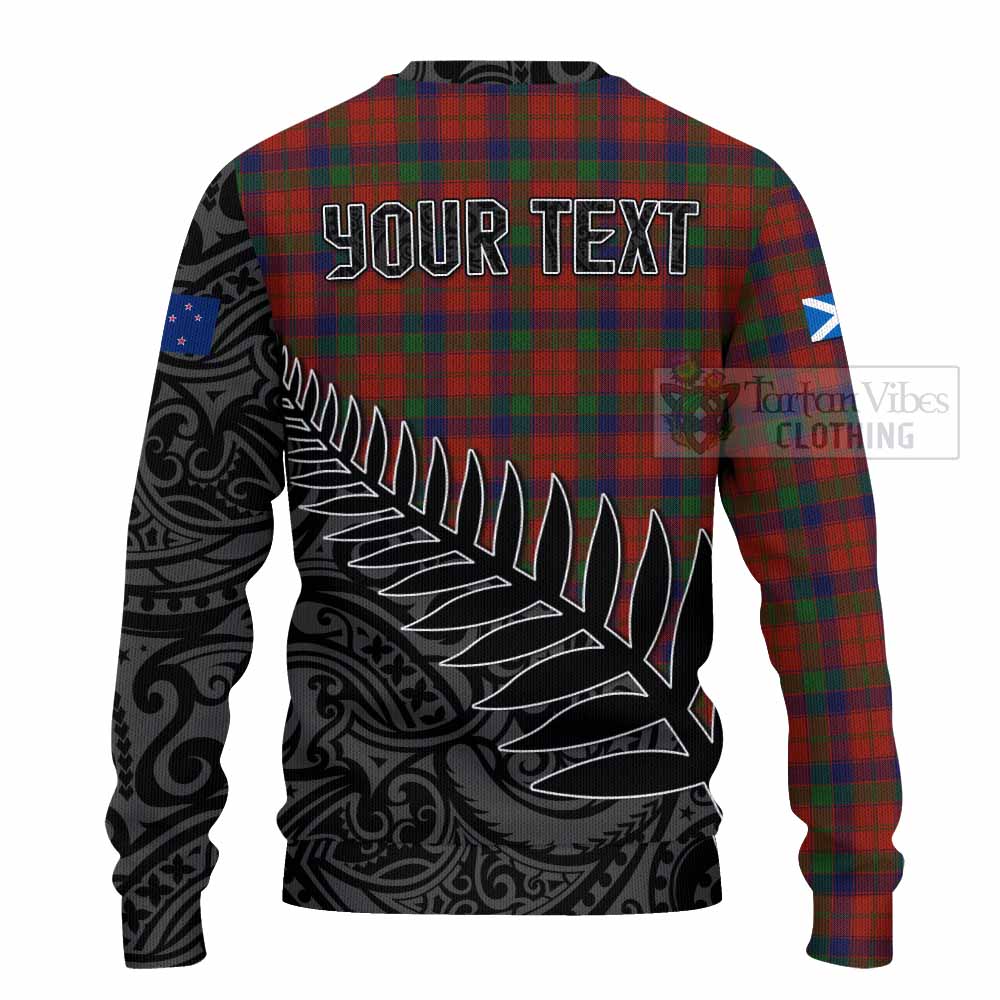Robertson Crest Tartan Knitted Sweater with New Zealand Silver Fern Half Style - Tartan Vibes Clothing