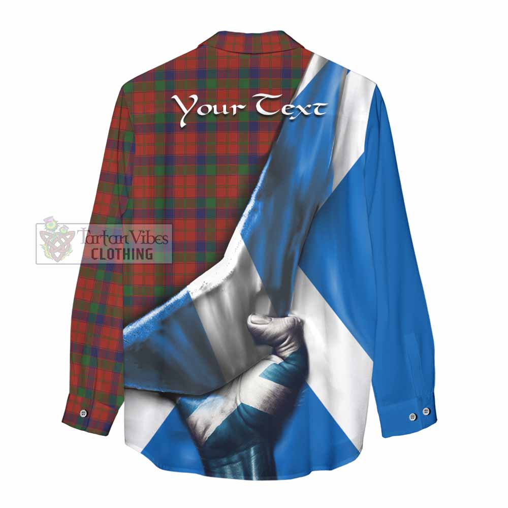 Tartan Vibes Clothing Robertson Tartan Women's Casual Shirt with Family Crest Scotland Patriotic Style