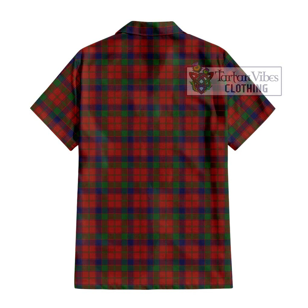 Robertson Tartan Short Sleeve Button Shirt with Family Crest DNA In Me Style - Tartanvibesclothing Shop