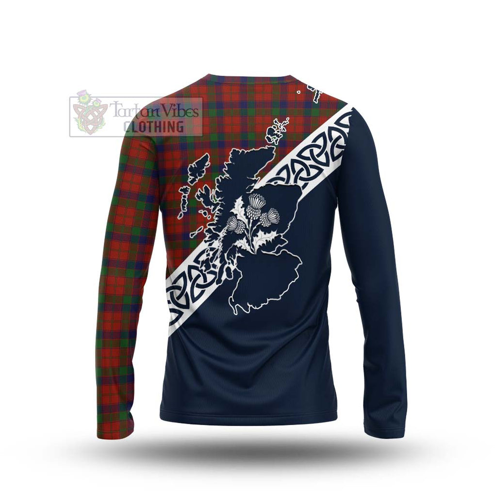 Tartan Vibes Clothing Robertson Tartan Long Sleeve T-Shirt Featuring Thistle and Scotland Map