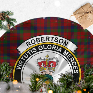 Robertson Tartan Christmas Tree Skirt with Family Crest