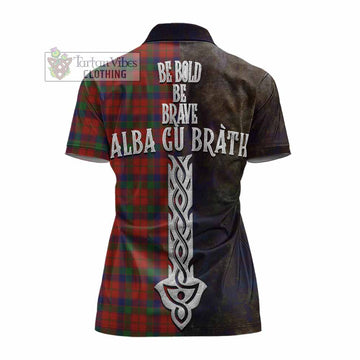 Robertson Tartan Family Crest Women's Polo Shirt Alba Gu Brath Be Brave Lion Ancient Style - Tartan Vibes Clothing