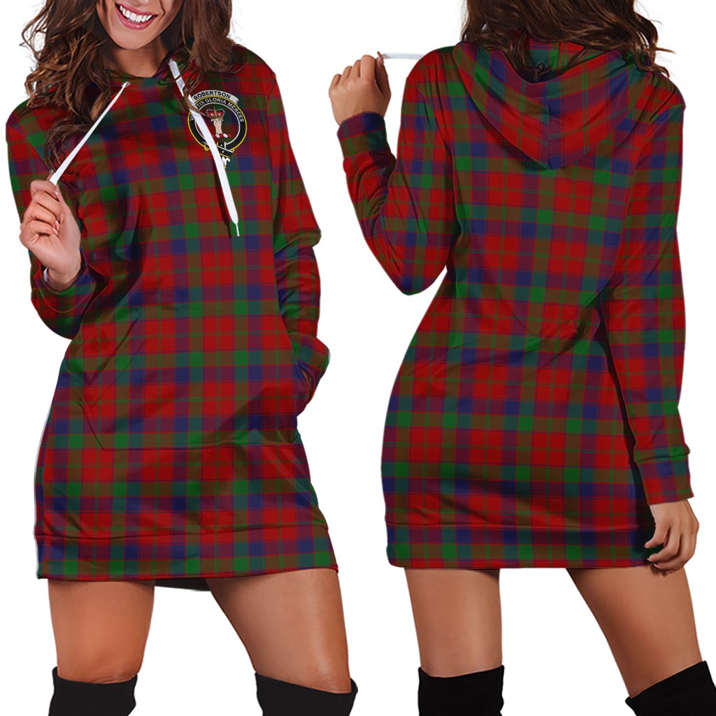 Robertson Tartan Hoodie Dress with Family Crest - Tartan Vibes Clothing