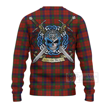 Robertson Tartan Ugly Sweater with Family Crest Celtic Skull Style