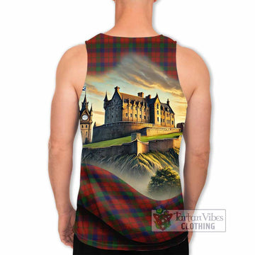 Robertson Tartan Family Crest Men's Tank Top with Scottish Ancient Castle Style