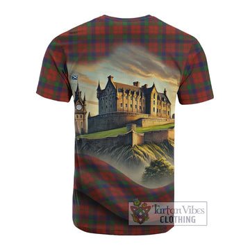Robertson Tartan Family Crest Cotton T-shirt with Scottish Ancient Castle Style - Tartan Vibes Clothing