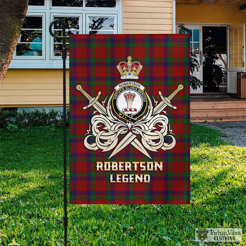 Tartan Vibes Clothing Robertson Tartan Flag with Clan Crest and the Golden Sword of Courageous Legacy